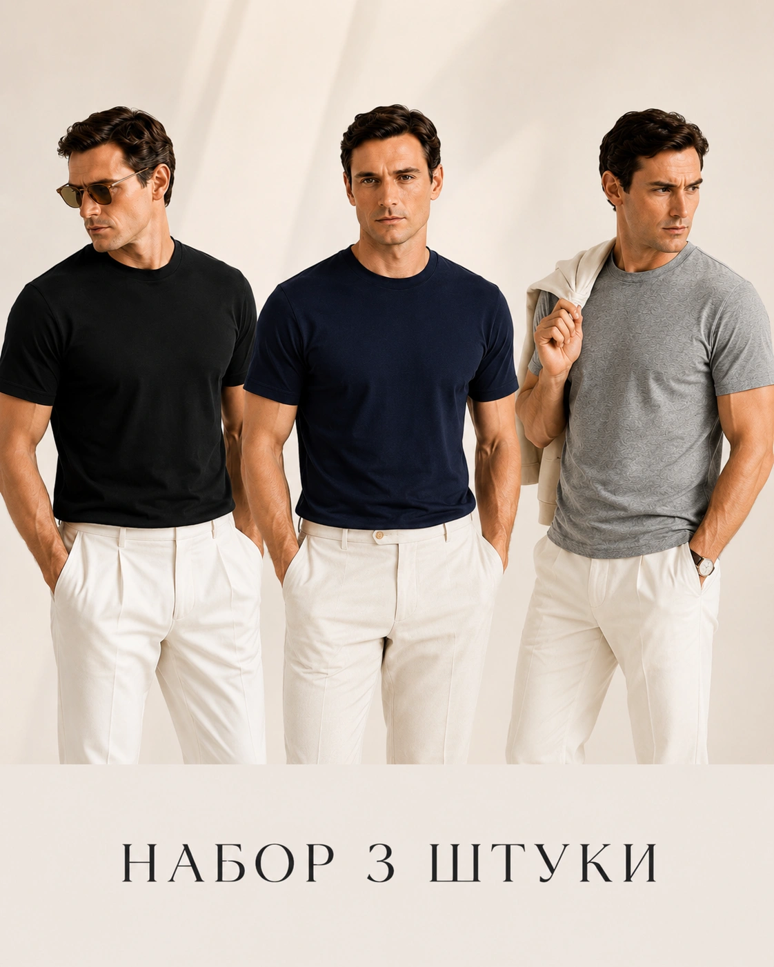 Мужские базовые футболки, набор